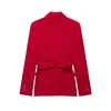 Venta al por mayor Otoño 2026 Nuevo Estilo Europeo Ropa de Mujer Conjunto de Chaqueta de Traje y Pantalones con Cinturón de Hebilla Roja 26719