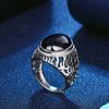 Nuevo anillo de hombre dominante generoso europeo y americano con temperamento de ágata negra, anillo ajustable, anillo hueco de simulación de circón negro