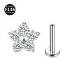 Aleación de Titanio F136 Flor Multicolor Circonita Rosca Interna Labio Uña Oreja Uña del Cartílago del Oído Joyería para Piercing 0.9