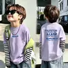 Camiseta de Manga Larga para Niños Primavera y Otoño 2026 Nueva 100% Algodón Infantil Cuello Redondo Elegante Falso Dos Piezas Casual para Niños Mayores