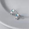 Aretes Nalan Plata Esterlina S925 Diamante Estrella Astronauta Elegantes Joyas para la Oreja M03840