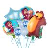 Conjunto de balões Masha e o Urso em forma de desenho animado, decoração de fundo para festa de aniversário infantil, brinquedo, balão de filme de alumínio