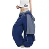 Pantalones Casuales de Pierna Ancha Sueltos Xpkaeax Estilo Americano a Cuadros con Diseño de Doble Cintura Nicho para Danza de Jazz Verano para Mujer