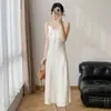 Vestido Lencero Largo de Satén de Gama Alta, Nuevo Estilo Chino para Primavera y Verano, Vestido Interior Ligero de Lujo, Vestido Largo Versátil