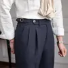 Nuevos Pantalones Casuales Rectos de Cintura Media-Alta para Hombre Verano 2024 Pantalones Versátiles Retro Británico