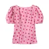 Venta al por mayor 2026 Verano Nuevo Estilo Europeo y Americano Ropa para Mujer Camisa Top de Manga Abullonada Manga Corta 2672