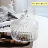 Tarro de Almacenamiento de Vidrio Repujado Francés Ins Retro Adorno de Decoración de Escritorio Tarro para Bastoncillos de Algodón de Maquillaje con Tapa Caja de Almacenamiento