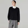 Casaco de lã dupla face feminino, jaqueta 100% lã, novo modelo 2026, de alta qualidade e elegante, jaqueta em camadas com gola redonda baixa