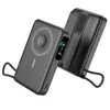 Pantalla Dinámica Pantalla Digital Carga Inalámbrica con Soporte de Cable Integrado Power Bank Magnético 10000mAh Carga Súper Rápida 22.5W