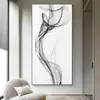 Geometría Moderna Blanco y Negro Línea Pintura Decorativa para Dormitorio Abstracta Minimalista Sala de Estar Comedor Pintura Colgante Porche Lejos frente a la puerta