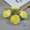 Capullos de Rosa de Seda Artificial con Hojas, Flores de Capullo de Té, Accesorios de Flor para Peineta de Ópera, Arreglo Floral