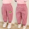 Calças de Moletom Forradas com Lã para Bebês e Crianças Pequenas Estilo Coreano 2025, Elegantes e Versáteis, Calças de Moletom para Meninas para Uso ao Ar Livre, Estilo Jogger, Calças Quentes de Inverno