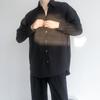 Estilo Abstinencia Hielo Seda Elegante Retro Caído Sin Planchar Verde Blanco Camisa Hombres y Mujeres Manga Larga Atractivo Estilo Coreano Holgado