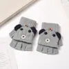 Guantes de dedo medio para niños otoño e invierno niños medio dedo cálidos lindos estudiantes de primaria escritura guantes de punto de doble propósito al por mayor