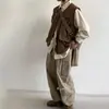 Colete de Ferramentas Solto Retro Japonês com Múltiplos Bolsos Funcional para Exterior Ami Khaji Colete Tático de Acampamento para Meninos e Meninas