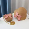 Sombrero parasol para niños, sombrero de paja de verano para niñas, monedero, protector solar para bebés, sombrero de playa, sombrero de pescador, venta al por mayor