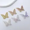 Colgante Hueco de Mariposa Chapado en Oro de Cobre Microincrustado de Circonita Joyería de Color Duradero Accesorios para Collares DIY Cadena de Clavícula Doble Colgante