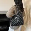Bolso de Hombro Casual de Moda para Mujer 2025 Nuevo Bolso de Algodón a Cuadros Gran Capacidad Casual Versátil Bolso Tote Acolchado