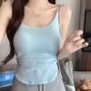Cor Sólida Garota Quente Camisola de Costas Bonitas Feminina Slim para Usar por Baixo com Bojos Top Tubinho Versátil Lingerie Plissado Look Emagrecedor Top Tubinho