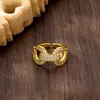 Anel Tendência Vietnamita Dedo Indicador Ouro Areia, Estilo Simples, Anel Cruzado Interligado Cravejado com Diamantes, Fabricante de Joias com Design Feminino