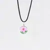 Nuevo Estilo Hermoso y Sencillo Planta Flor Eterna Flor Seca Narciso Hoja Verde Cadena de Acero Inoxidable Collar Colgante para Novia