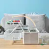 Caja de medicamentos para el hogar de gran capacidad, caja de medicamentos multicapa con asa, almacenamiento de medicamentos portátil, caja de medicamentos de plástico