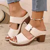 Sandalias de tacón alto para mujer de talla grande, comercio exterior transfronterizo europeo y americano, nuevas sandalias de moda otoño 2026 con tacón grueso y punta abierta