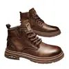 Botas Martin de Estilo Nuevo para Hombre de Primavera y Otoño, Zapatos de Cuero Nuevos de Moda, Botas de Trabajo Retro Estilo Británico, Zapatos de Encaje de Caña Alta