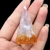 2320-Resina de Pedra de Cristal Hexagonal Cone Suporte de Anel Ornamento Geométrico 3D em Forma de Cone Suporte de Anel de Pedra Semi-Preciosa