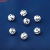 Prata Esterlina S925 Contas de Melão Contas de Arroz Pequena Conta Espaçadora de Flor Acessórios Suporte de Flor Prata Lisa Branca Retrô Material para Miçangas DIY Feito à Mão