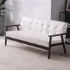 Sofá individual de cuero minimalista moderno nórdico de madera maciza de tres plazas para cafetería, sofá de dos plazas para sala de estar para espacios pequeños