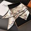 Bufanda fina elegante de moda para mujer, bufanda pequeña de seda, decorativa, para primavera y otoño, combina con todo, coreana, fina, estrecha, con cinta biselada.