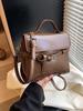 Bolso de Mano de Nicho Estilo Coreano Textura de Alta Gama Transfronterizo Moda Retro Piel al Aceite Bolso Cuadrado Pequeño Bolso de Hombro Cruzado Bolso de Mujer