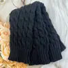 Meias Longas de Tricô com Ponto Trançado Estilo Outono e Inverno Transfronteiriço, Polainas de Tricô Cor Sólida com Ponto Trançado, Polainas de Tricô Versáteis e na Moda para Modelar as Pernas, Tubo Longo