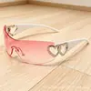 Gafas de sol sin montura con forma de corazón, estilo europeo y americano, inspiradas en la tecnología, Y2K, para chicas de moda, Gafas de sol de moda para mujeres, para influencers de deportes