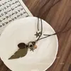 Nuevo Collar con Colgante de Estrella de Mar Estilo Étnico Retro Chino para Mujer Cadena Larga de Cuerda Bohemia Accesorios para Suéter