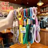 Muñeca de Cuerda Tejida Llavero de Cuerda Relleno Cadena Doble Capa para Teléfono Móvil Mosquetón de Nylon Accesorios Colgantes Hechos a Mano para Teléfono Móvil