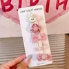 Accesorios para el cabello de niños coreanos Pinzas para el cabello con lazo de flor de dibujos animados Pinzas para el cabello lindas para bebés Paquete de 5 Juego completo Pinzas para el cabello seguras