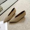 Nuevos Zapatos de Tacón Alto de Punto Cómodos para Primavera/Verano 2025, Punta Fina, Tacón Delgado, Tejido Transpirable, Zapatos para Viaje al Trabajo, Estilo Princesa