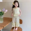 Lindo Conjunto sin Mangas con Volantes para Niñas, Nuevo y Moderno Conjunto de Dos Piezas con Pantalones de Pierna Ancha de Verano 2026 para Bebés Niñas