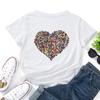 2023 nueva ropa de mujer europea y americana con estampado de amor creativo, camiseta suelta de manga corta de verano con cuello redondo y cuello redondo