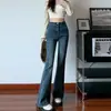 Jeans Micro Negro Gris Mujer Otoño e Invierno Nueva Llegada Forrados de Polar Adelgazantes Cintura Alta Pequeños Cortos Trompeta Pantalones de Trompeta