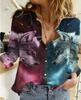 Camisa de manga larga con estampado 3D de lobo transfronterizo europeo y americano con imagen personalizada, nueva moda de comercio exterior de otoño para mujer, venta al por mayor