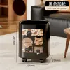 Lixeira Redonda Estilo Vintage com Rodas, Grande Capacidade, para Uso Doméstico na Sala de Estar, Luxo Leve, Alto Valor Estético, para Quarto e Cozinha
