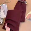 Jeans Rectos de Pierna Ancha Ajustados Rojos Ankela para Mujer, Nuevo Estilo Otoño/Invierno, Forrados de Polar, Cintura Alta, Adelgazantes, Casuales, Pantalones Rectos Cropped, Modernos