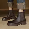 Piel de Vaca Capa Superior Lavada 2024 Nuevo 4 cm de Altura Suela Suave Superficie Suave Cómodos Botines Chelsea Vintage Botines Cortos para Mujer talla grande