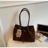 Bolsa Tote Vintage Grande Capacidade Feminina de Ombro Nova 2026 Simples de Camurça Bolsa de Ombro Moda Bolsa para o Dia a Dia