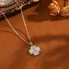 Set de Collar y Aretes de Trébol de Cuatro Hojas Chapado en Oro de 18 Quilates de Lujo Ligero para Mujer Cadena de Acero Inoxidable 304 Juego de Cierres para Aretes