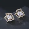 Dulce y encantador temperamento Princesa socialité flor circón cobre aretes aretes transfronterizos dedicados a explosiones de deseos aretes