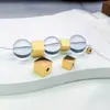 Cuentas Espaciadoras de Cubo de Azúcar Pulidas de Acero Inoxidable Color Dorado 18K Conservación de Color Cubo Sólido 3D Cristal DIY Accesorios para Pulseras